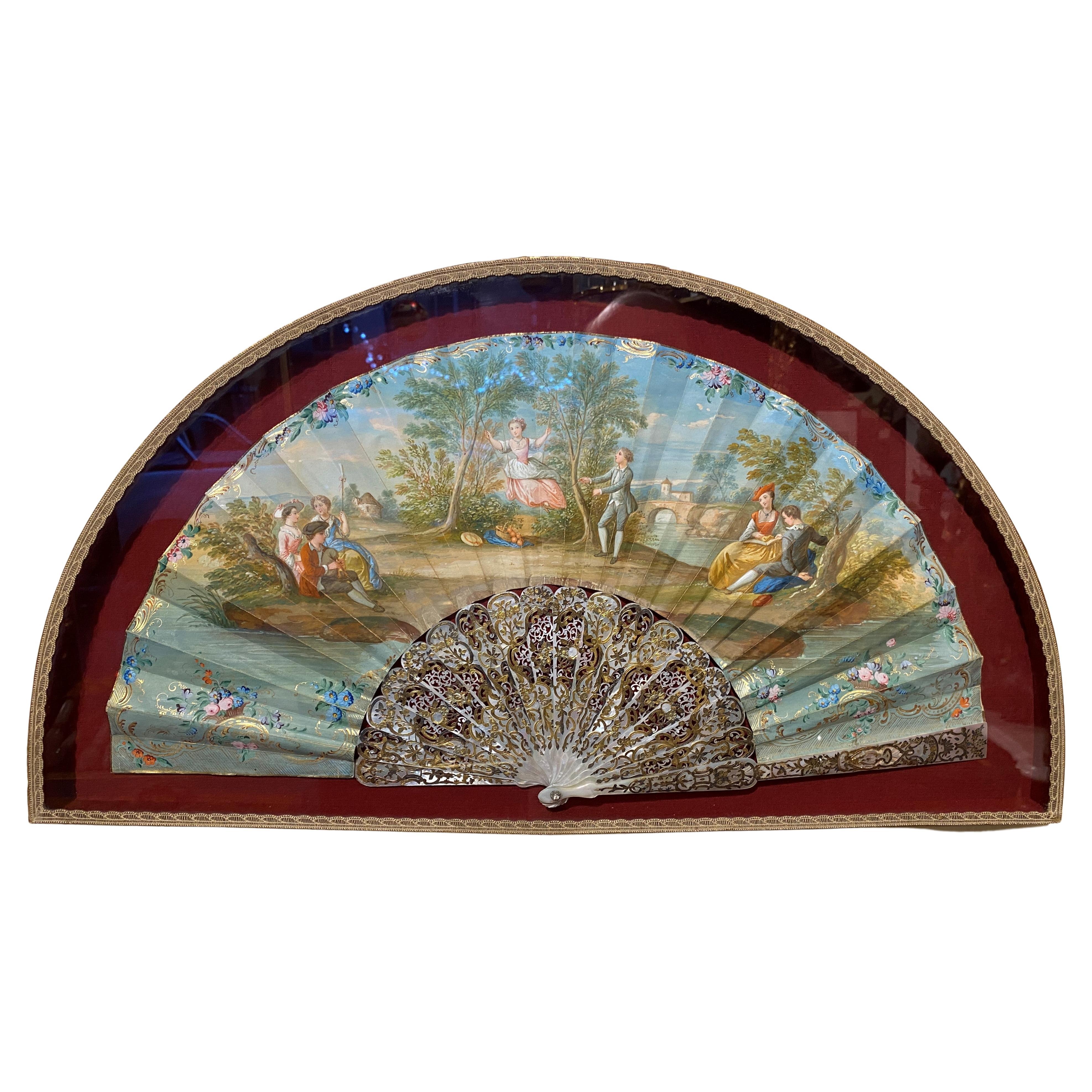 Napoleon III Fan in Mother-of-Pearl, Gold and Silver Leaf