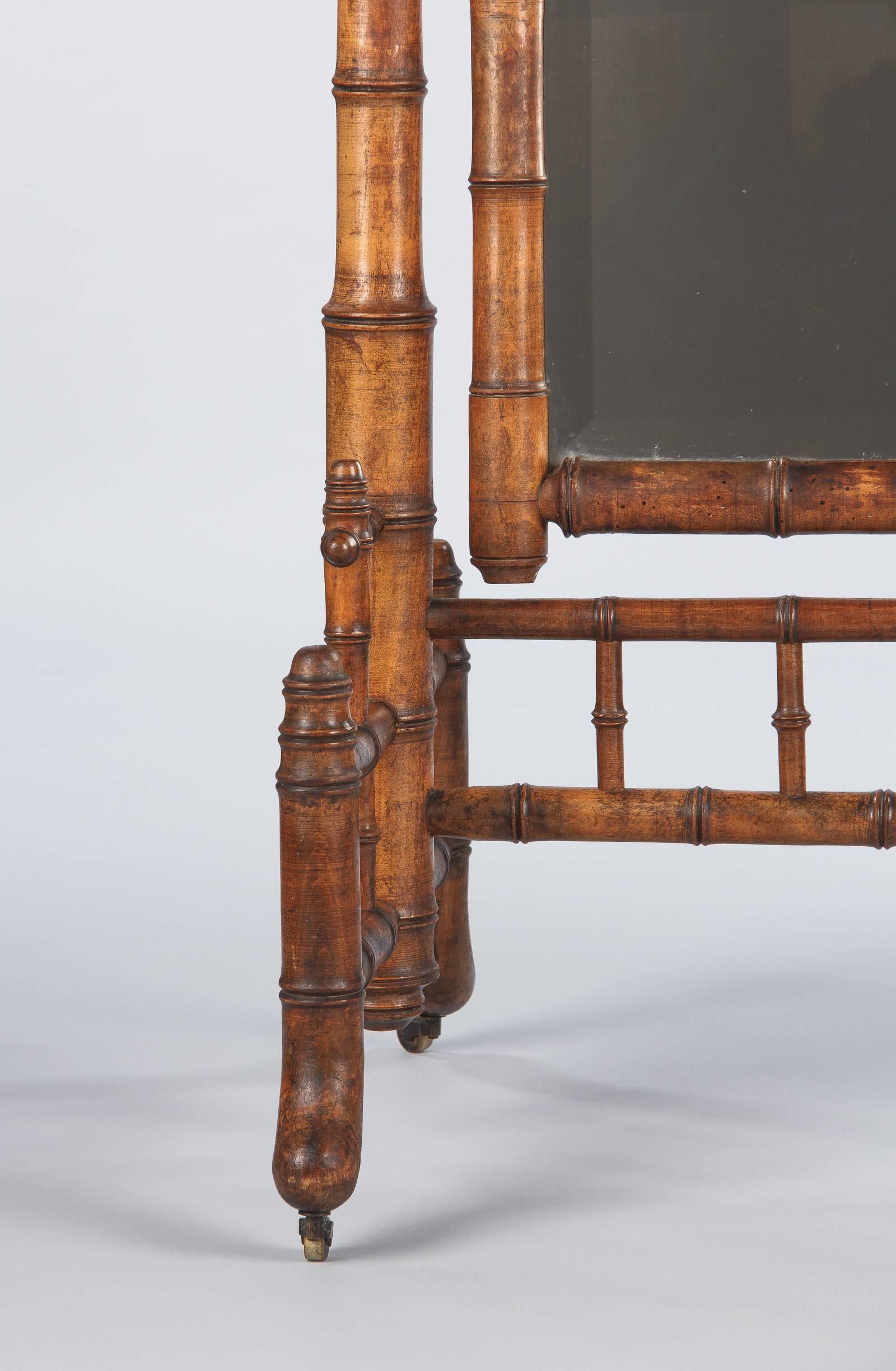 Napoleon III Faux-Bamboo Cheval Mirror, France, Late 1800s 8