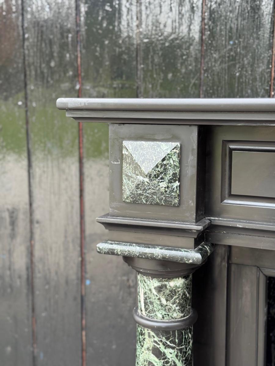 19th Century Napoleon III fireplace in Belgian black marble and antique green, circa 1880 For Sale