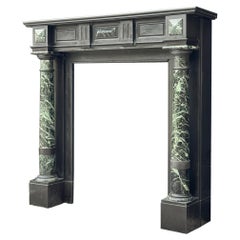 Napoleon III fireplace in Belgian black marble and antique green, circa 1880
