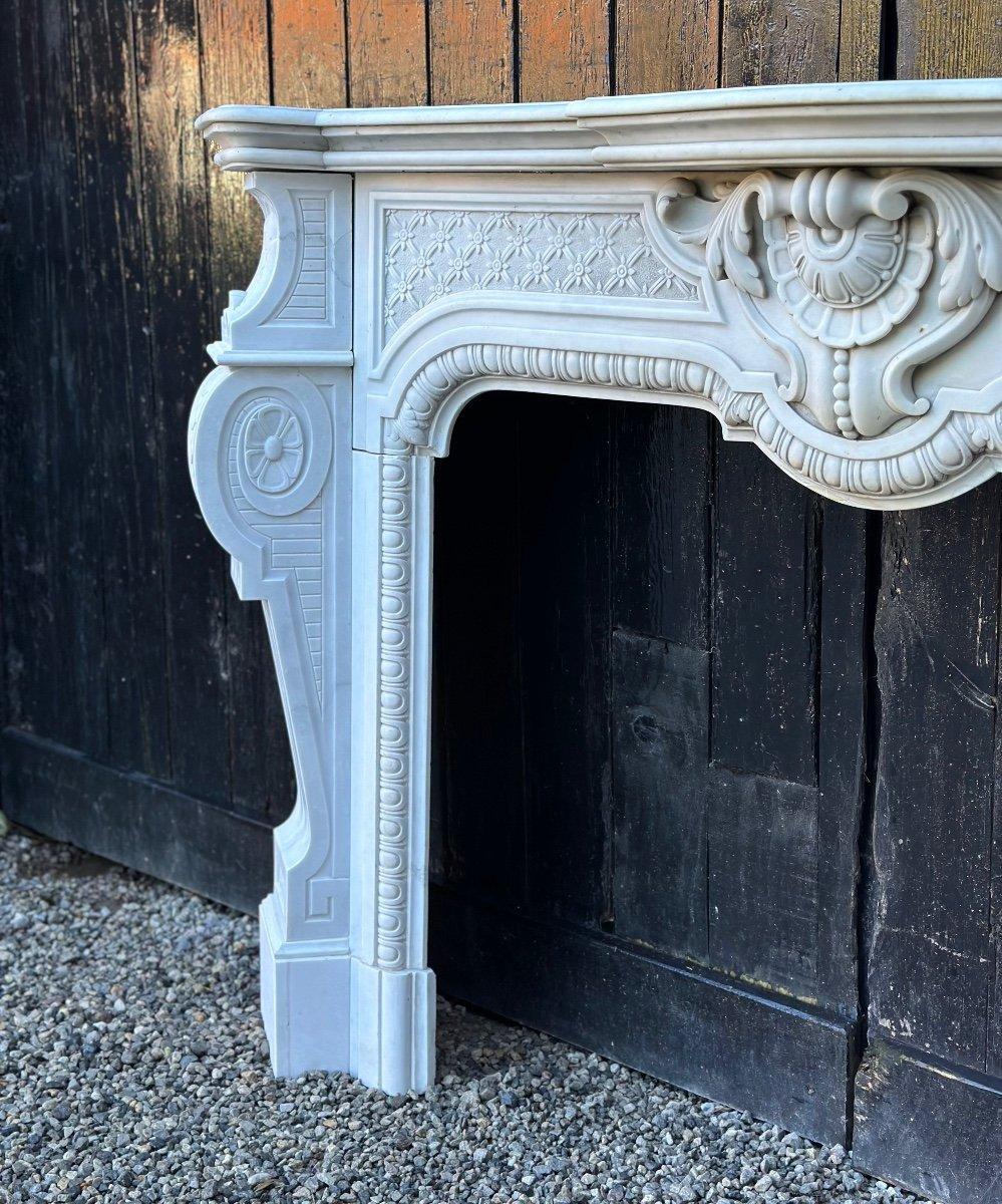 French Napoleon III Fireplace In Carrara Marble Circa 1880 For Sale