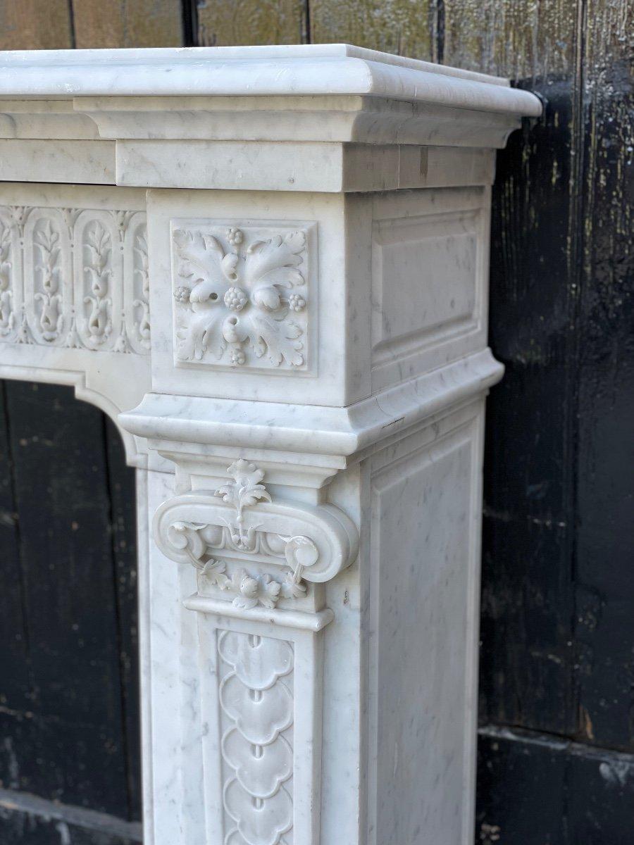 French Napoleon III Fireplace In Carrara Marble For Sale