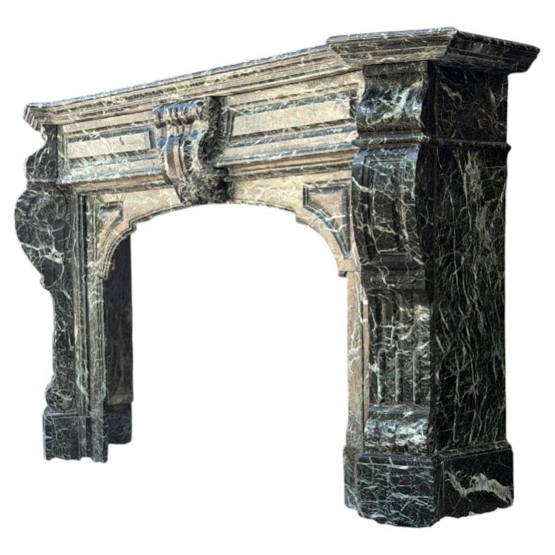 Napoleon III fireplace in green marble from the seas, around 1880 For Sale