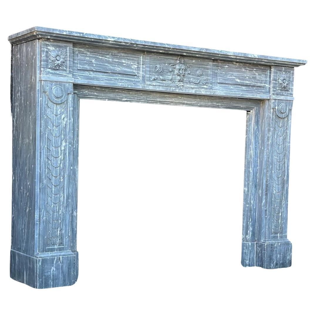 Napoleon III Fireplace In Turquin Blue Marble Circa 1880 For Sale