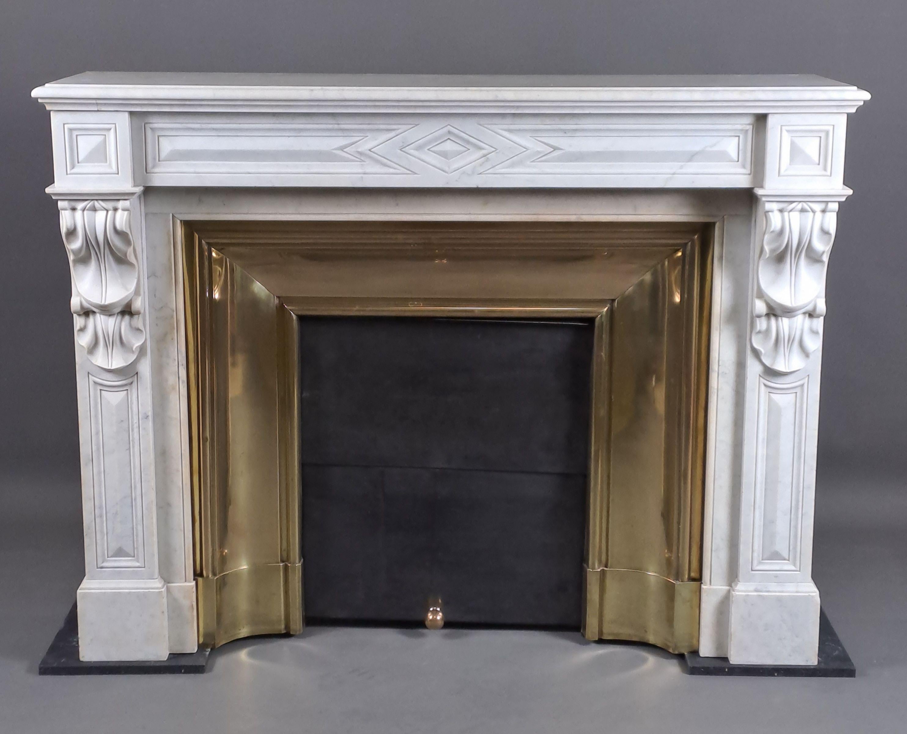 Napoleon III Fireplace With Modillions In White Carrara Marble For Sale ...