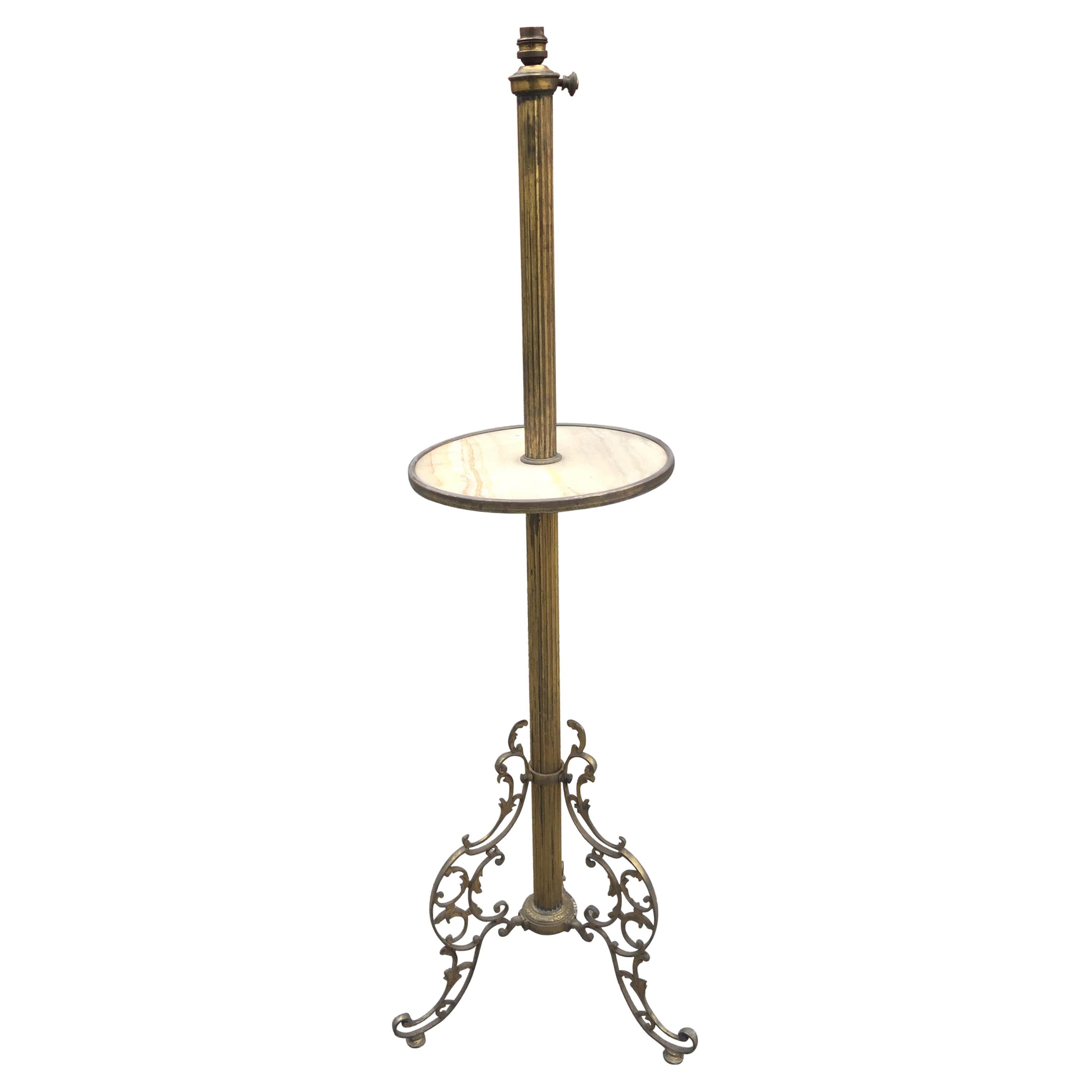 Napoleon III Floor Lamp, in Bronze, Brass and Marble, Variable Height For Sale