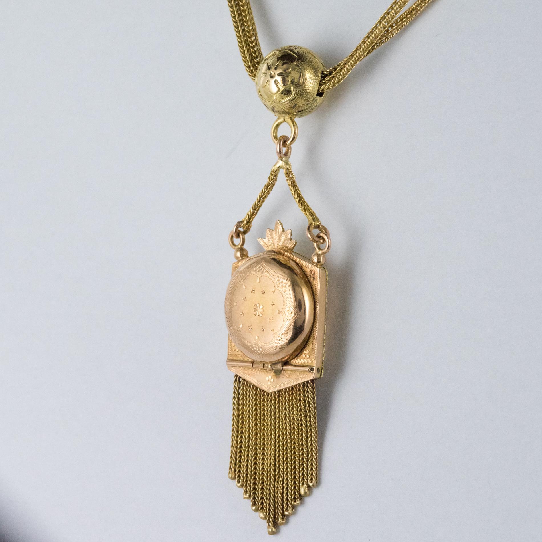Napoleon III French 18 Karat Yellow Rose Gold Medallion Chains Necklace In Good Condition In Poitiers, FR