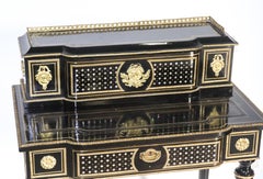 Napoleon III French Black Lacquered Bonheur du Jour Desk
