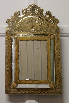 Napoleon III French Brass Cushion Mirror