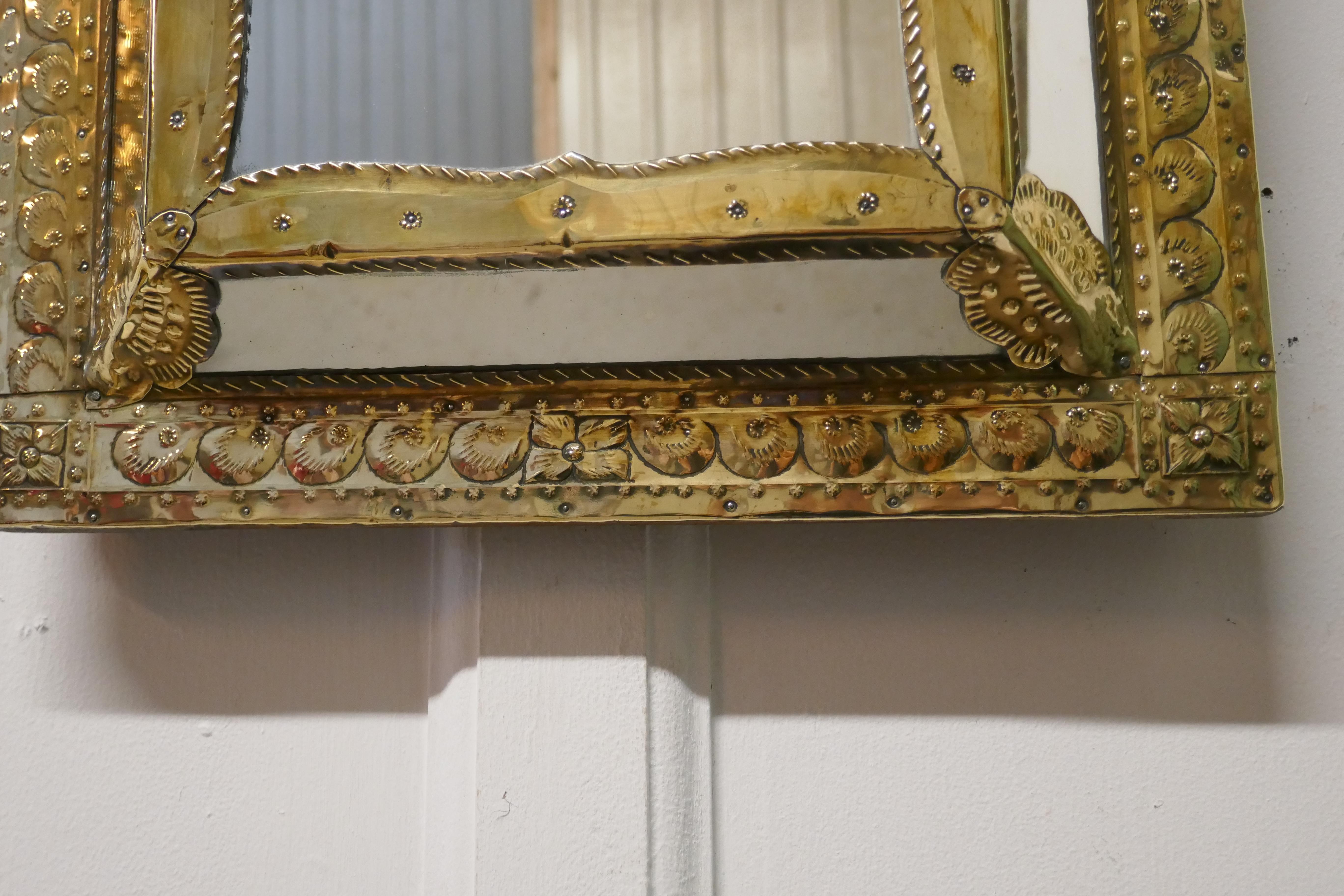 Napoleon III French Brass Cushion Mirror In Good Condition For Sale In Chillerton, Isle of Wight