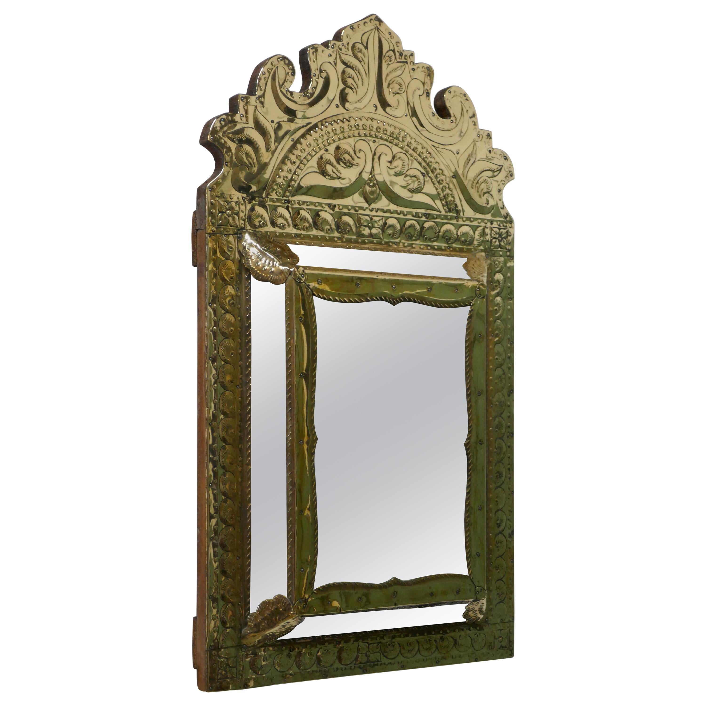 Napoleon III French Brass Cushion Mirror