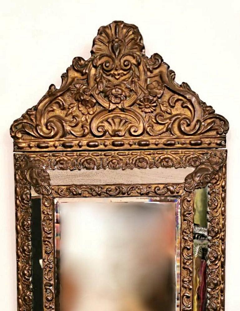 Hand-Crafted Napoleon III French Brass Wall Mirror