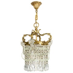 Napoleon III French Bronze and Crystal Chandelier or Pendant