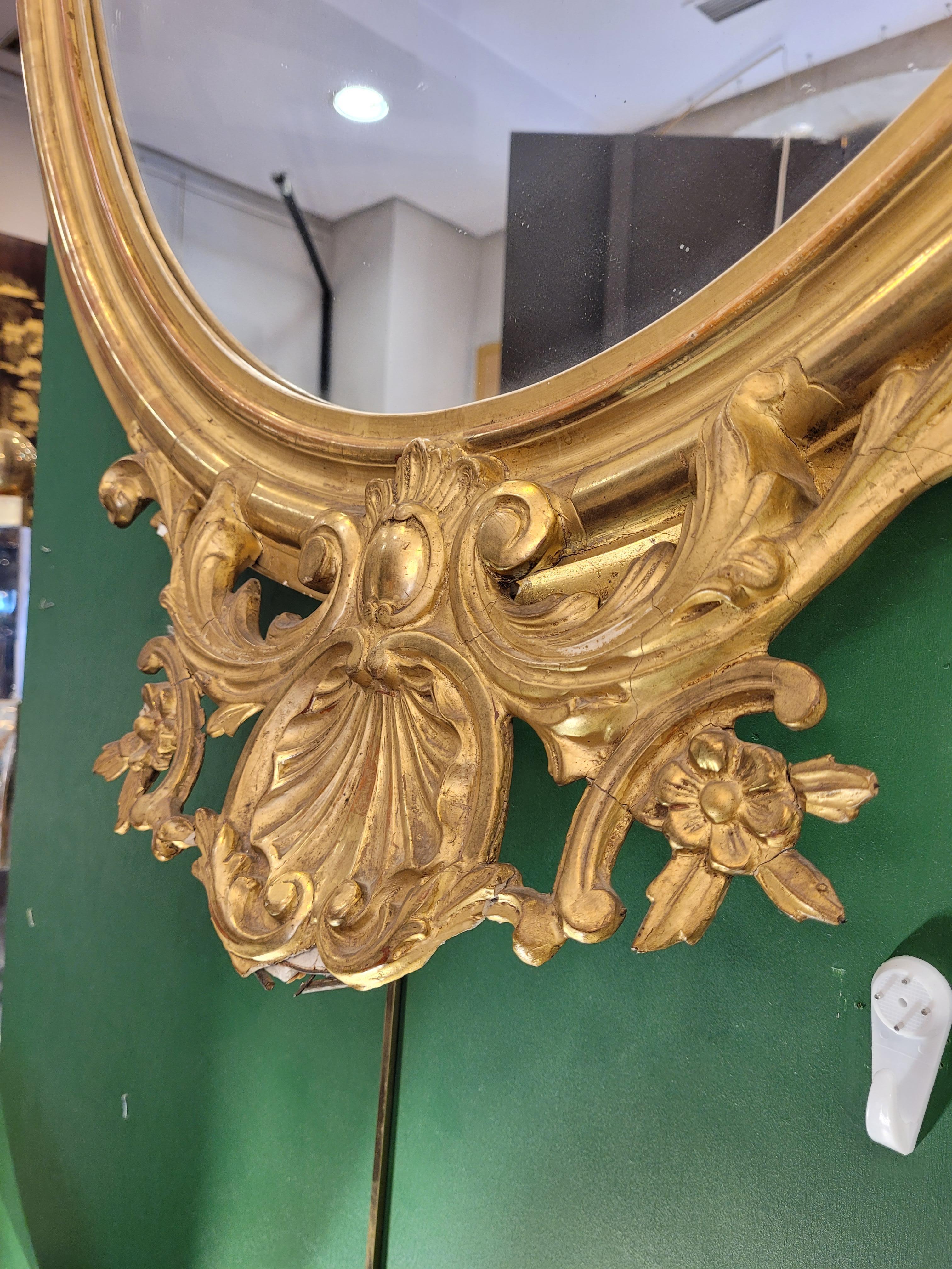 Napoleón iii French Carved Golden Wood Oval Mirror 6