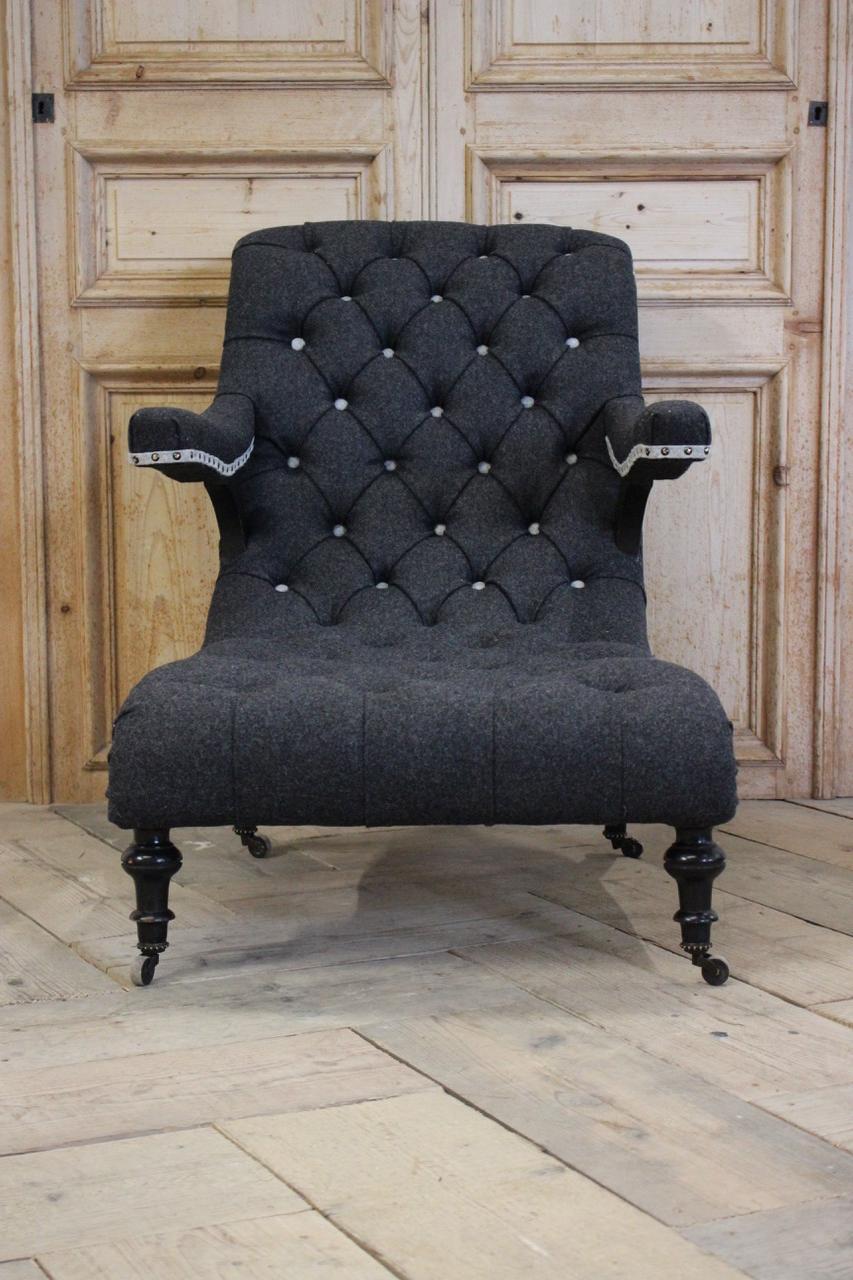 Fabric Napoleon III French Club Chair For Sale