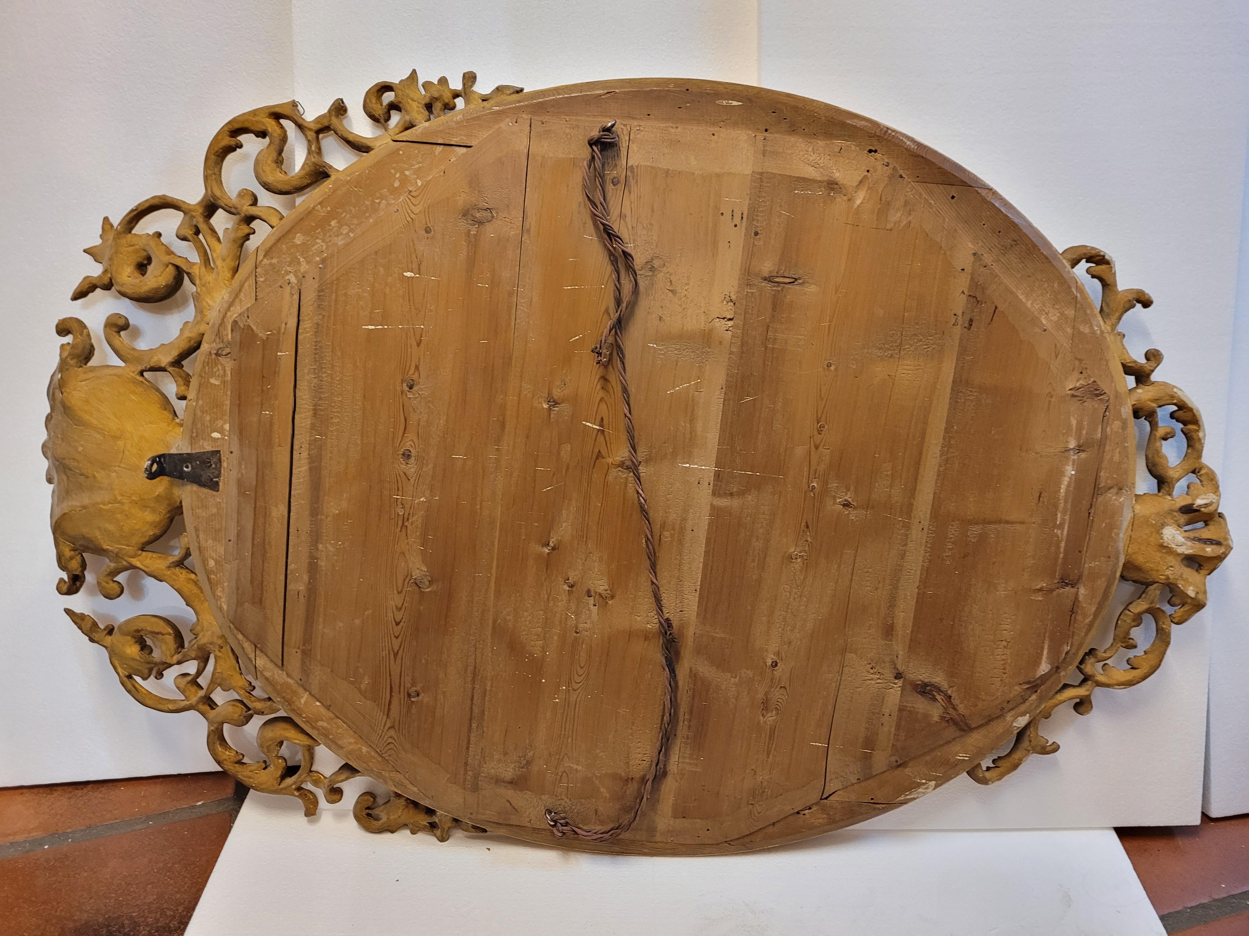 Napoleón III, French Gildwood Mirror, oval , floral carved gildwood 10