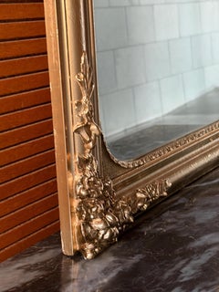 Napoleon III French Gilt Mirror, Ornate Floral Frame, 26.4 x 23.2 in
