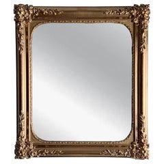Napoleon III French Gilt Mirror, Ornate Floral Frame, 26.4 x 23.2 in