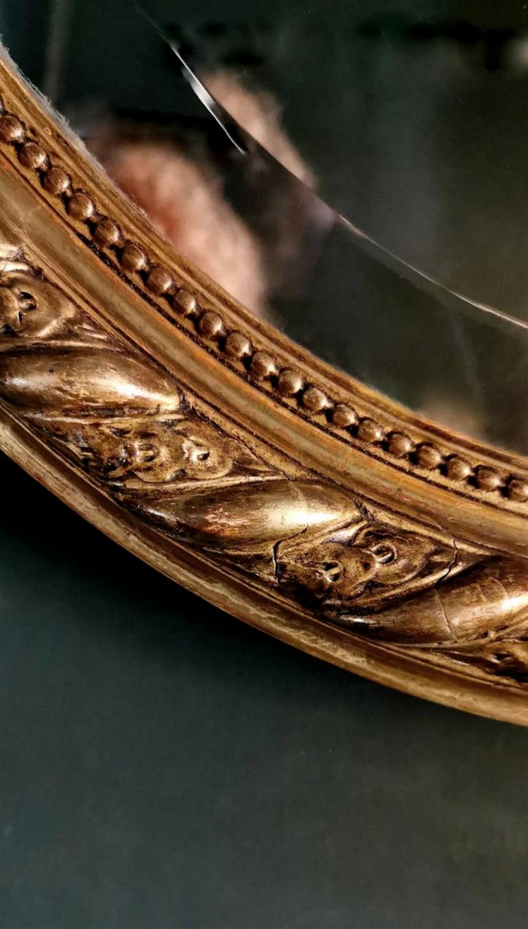 Napoleon III French Golden Leaf Oval Mirror  6