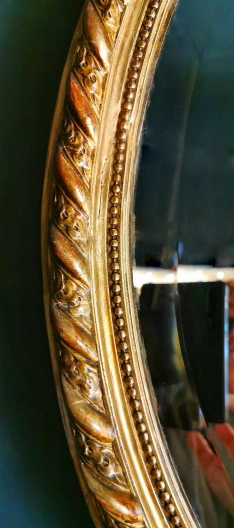 Napoleon III French Golden Leaf Oval Mirror  7