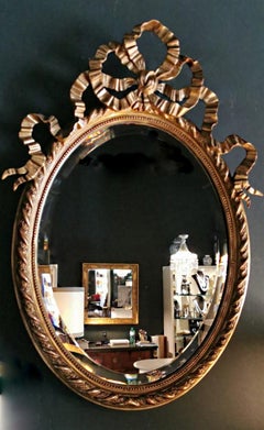 Napoleon III French Golden Leaf Oval Mirror