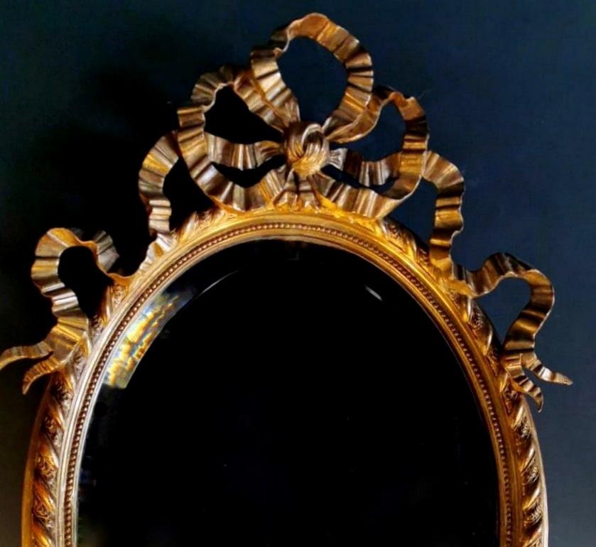 Napoleon III French Golden Leaf Oval Mirror 2