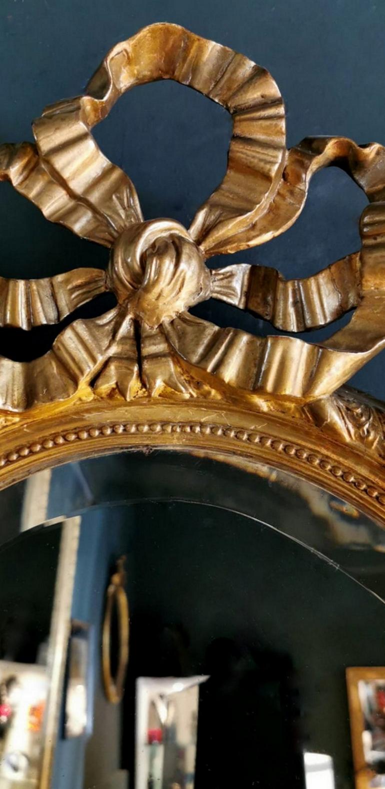 Napoleon III French Golden Leaf Oval Mirror  3