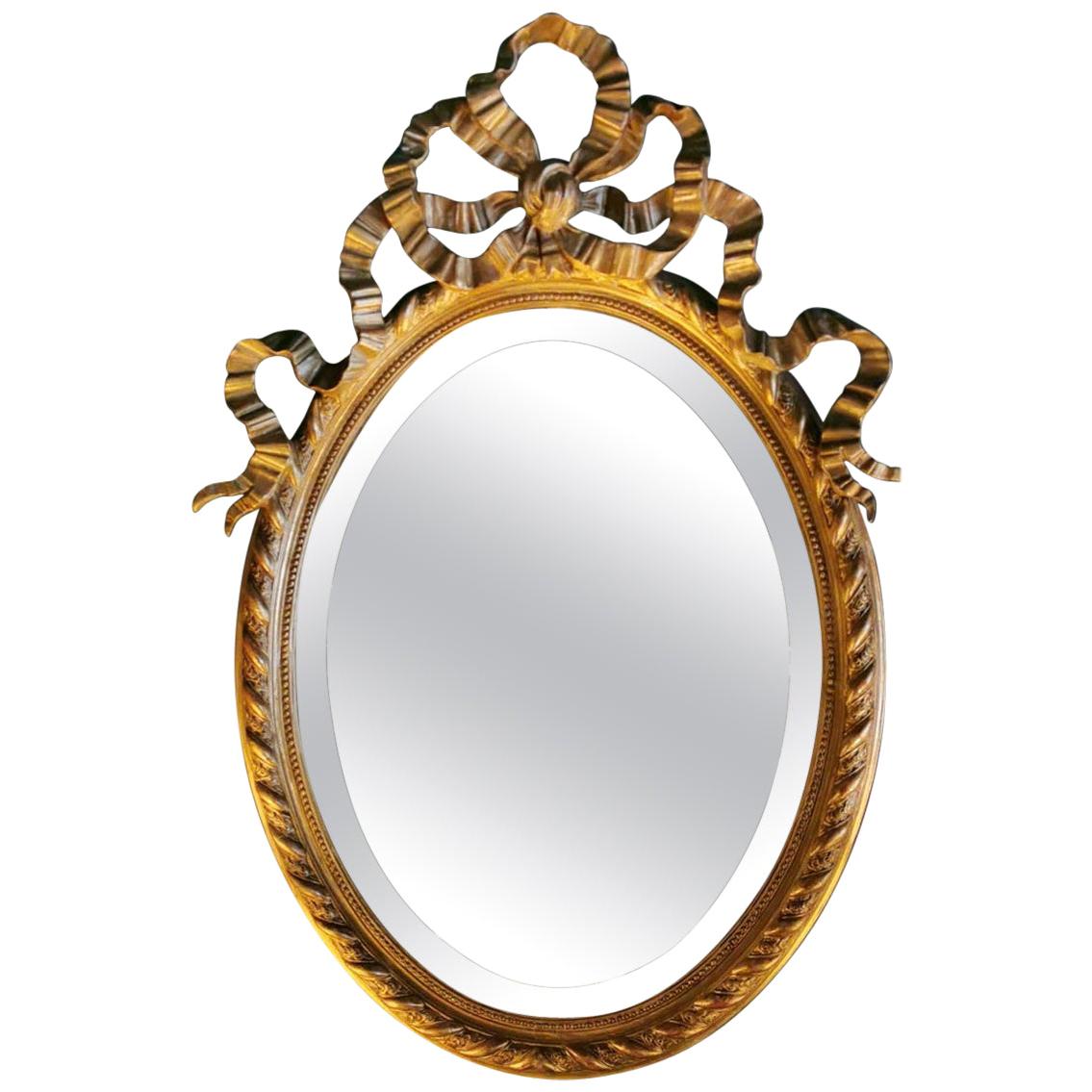 Napoleon III French Golden Leaf Oval Mirror 