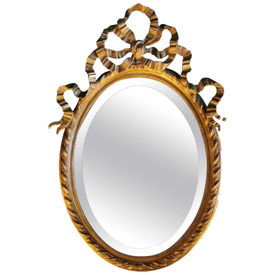 Napoleon III French Golden Leaf Oval Mirror