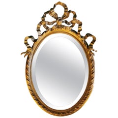 Antique Napoleon III French Golden Leaf Oval Mirror