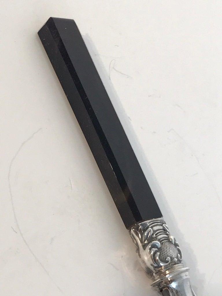 Set da scrittura Napoleone III in pelle francese con 3 pezzi in argento e agata in vendita 3