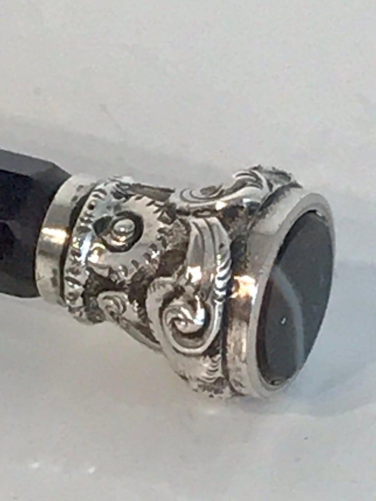 Lucidato Set da scrittura Napoleone III in pelle francese con 3 pezzi in argento e agata in vendita