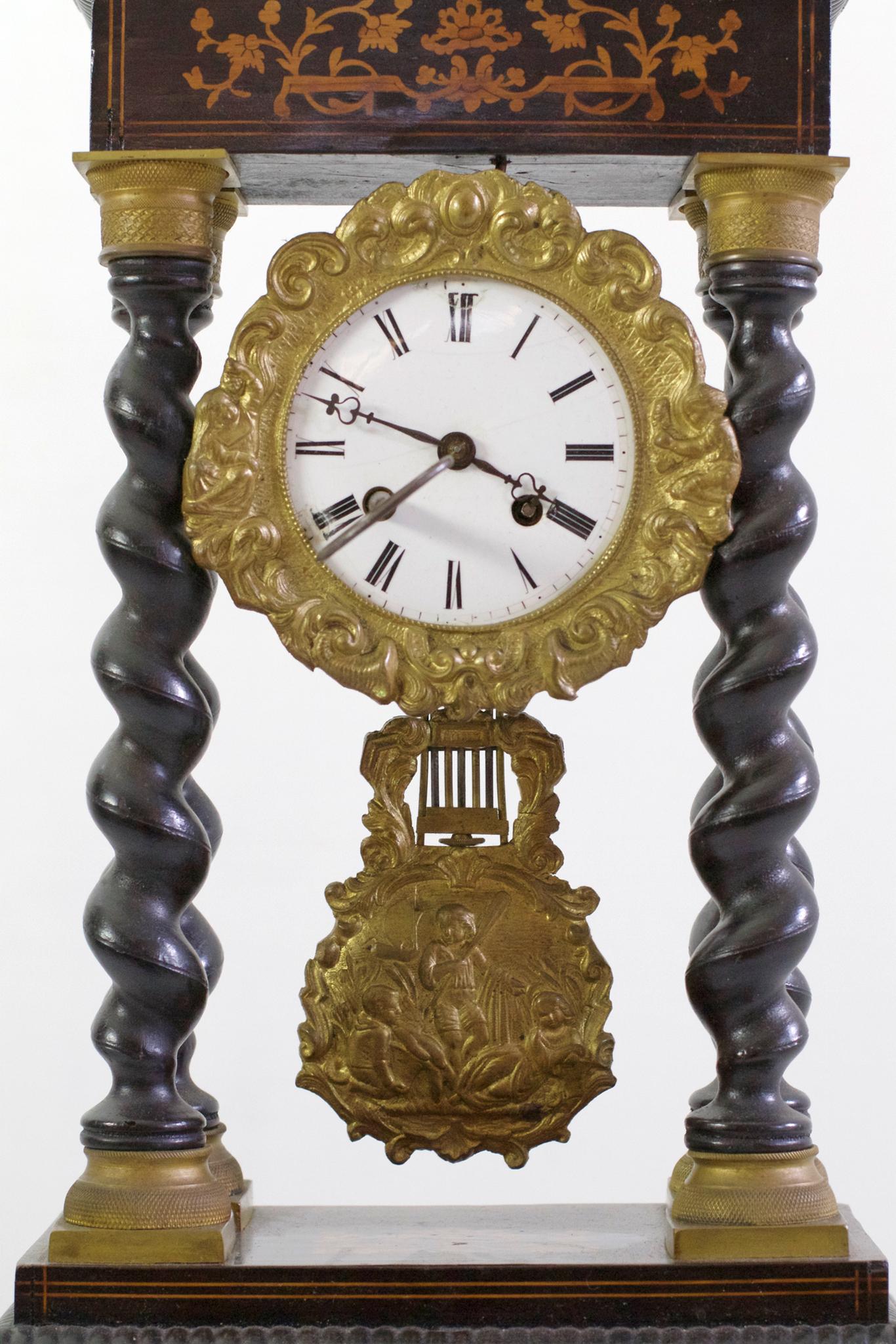 Marquetry Napoleon III French Mantle Clock, circa 1880