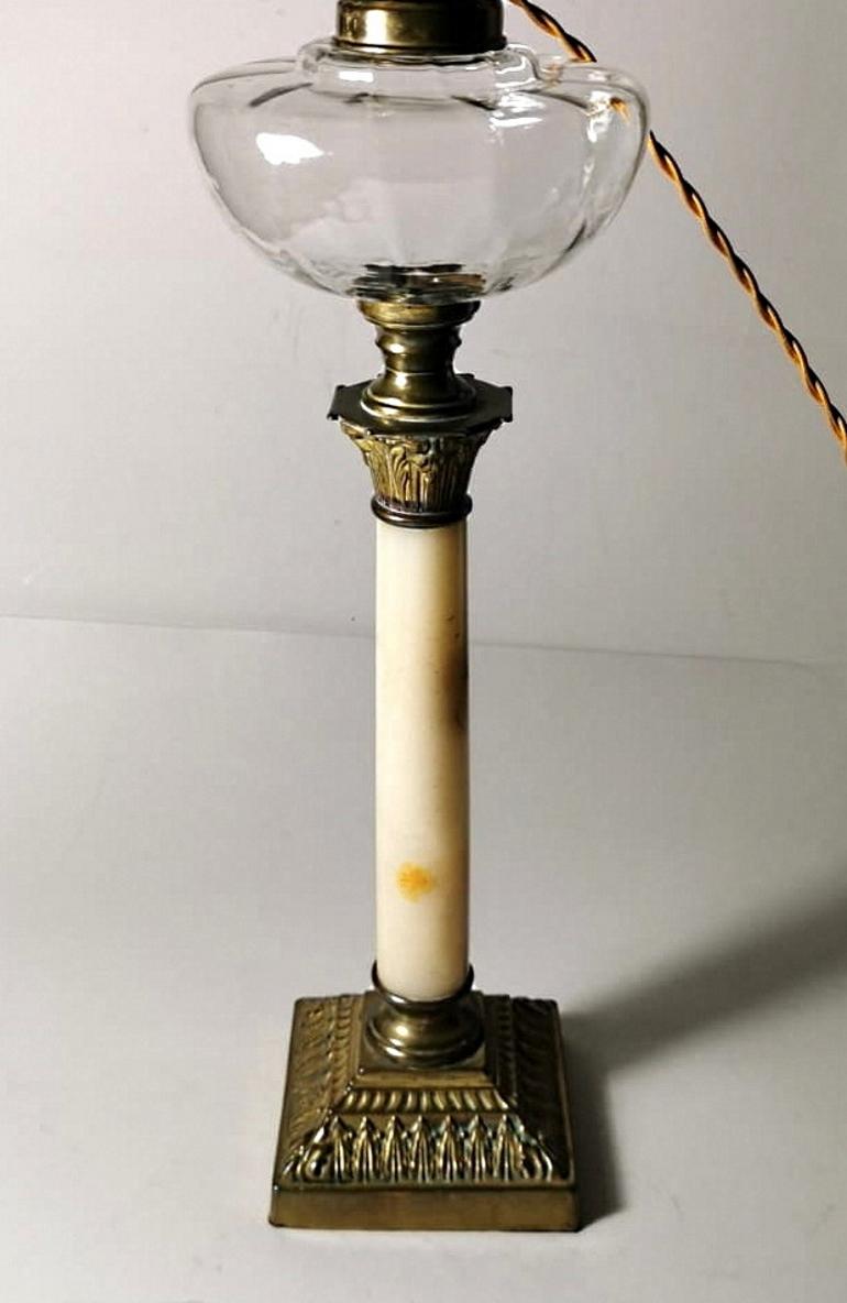 Napoleon III French Marble Corinthian Column-Shaped Table Lamp 4