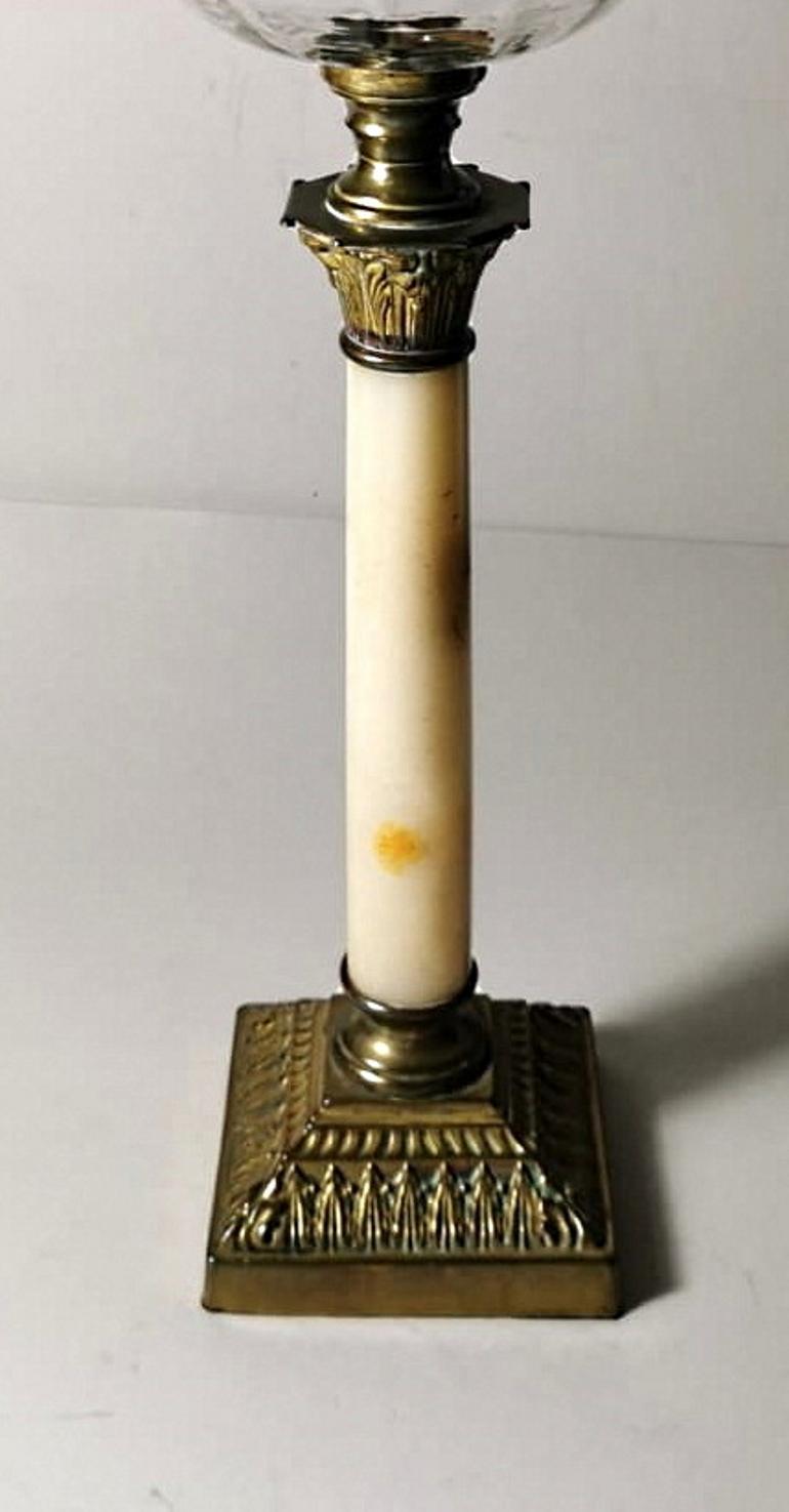 Bronze Napoleon III French Marble Corinthian Column-Shaped Table Lamp