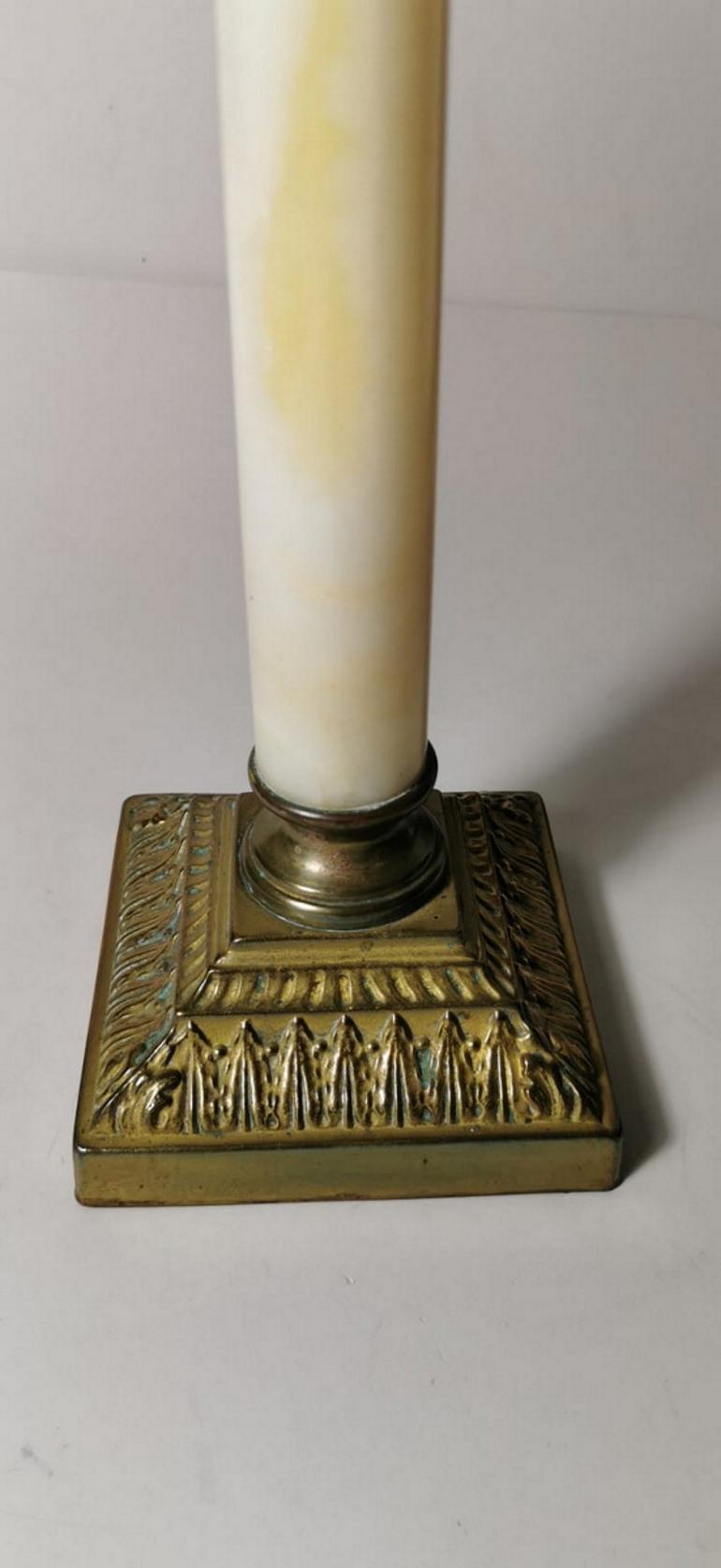 Napoleon III French Marble Corinthian Column-Shaped Table Lamp 2