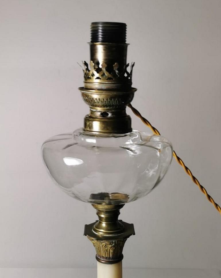 Napoleon III French Marble Corinthian Column-Shaped Table Lamp 3