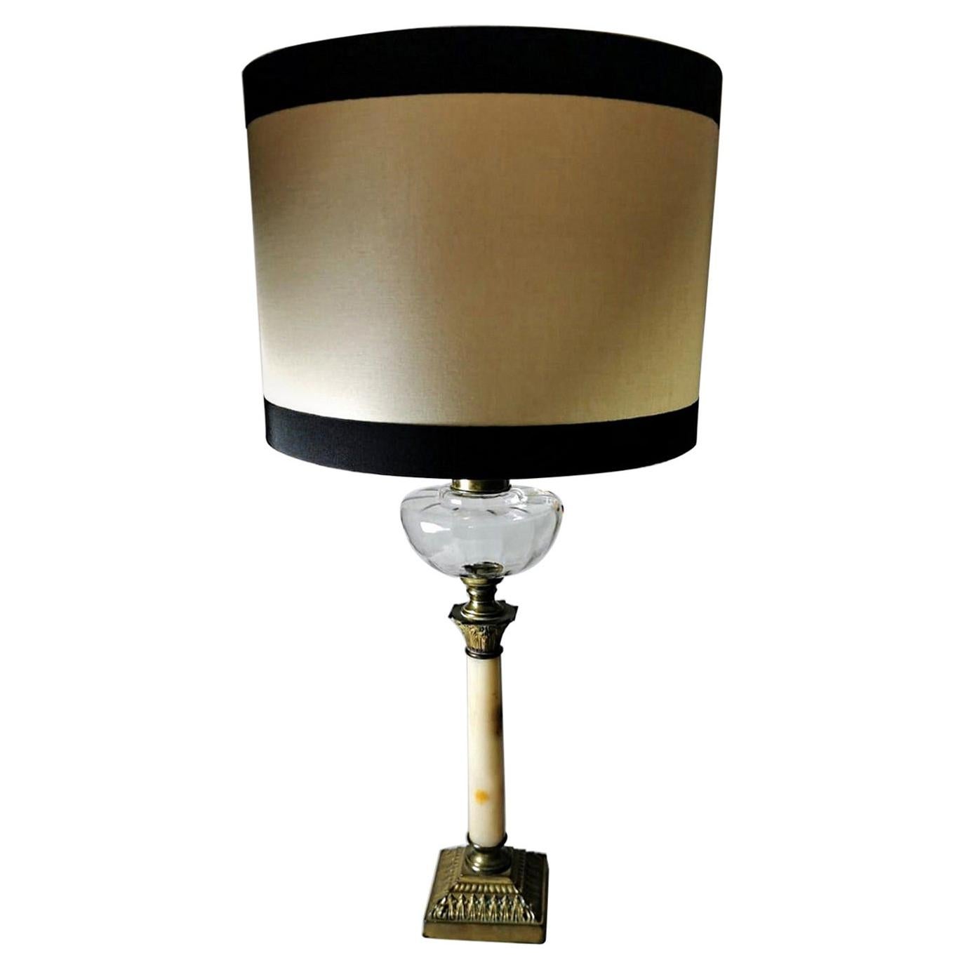 Napoleon III French Marble Corinthian Column-Shaped Table Lamp