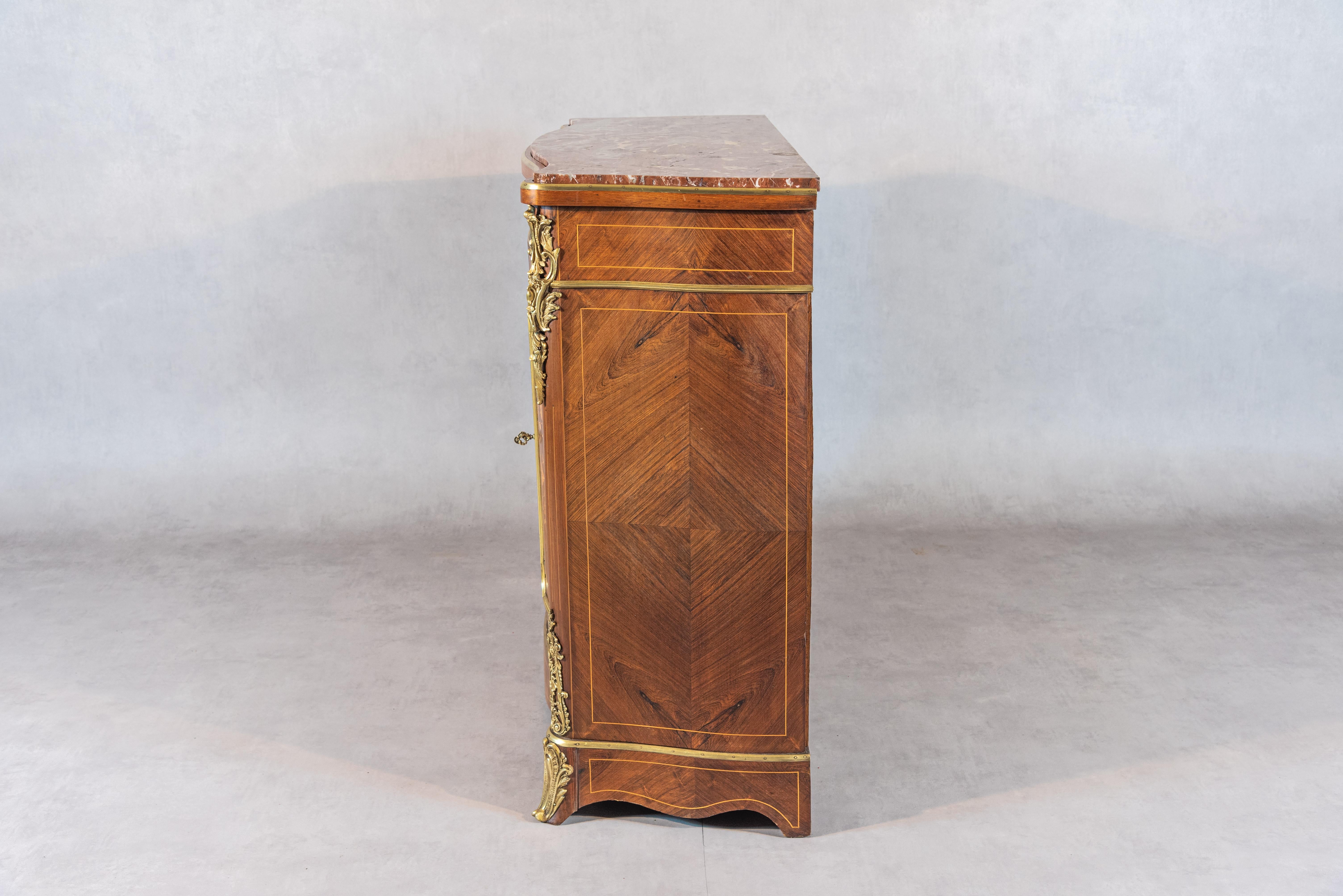 Appliqué Napoleon III French Marquetry Buffet For Sale