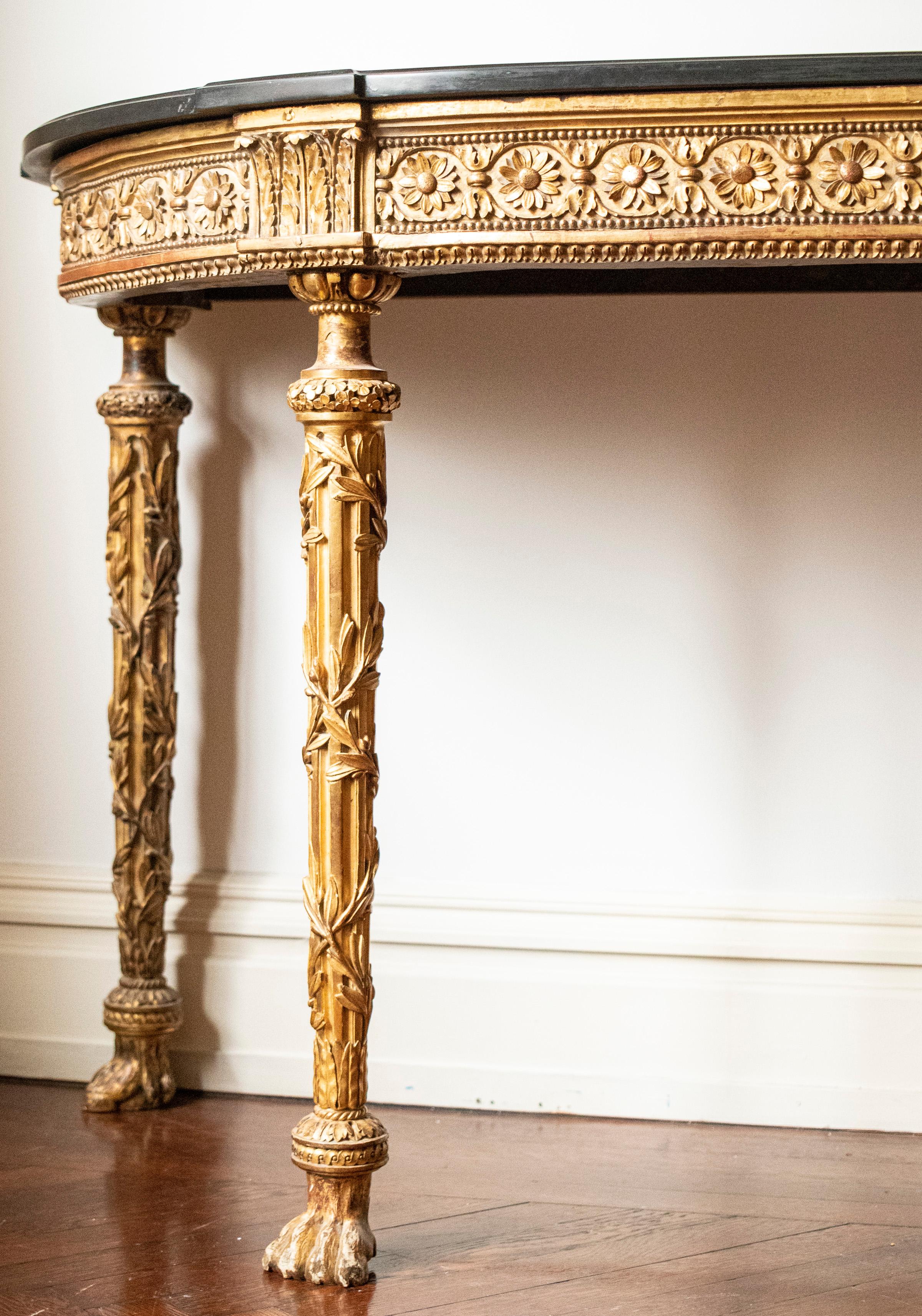 Late 19th Century Napoleon III French Second Empire Carved Giltwood Marble Top Consoles
