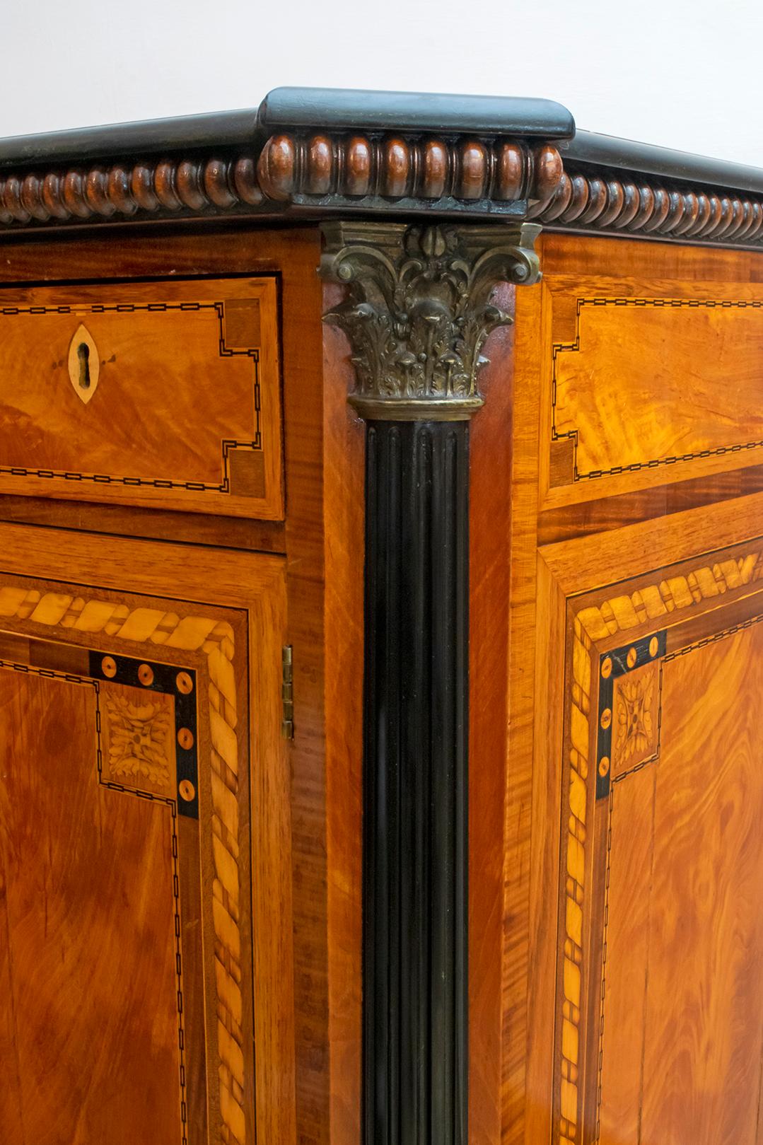 Napoleon III French Sideboard Inlaid with Geometric Floral Motifs, 1850 For Sale 1