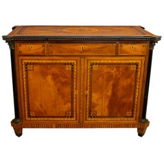 Antique Napoleon III French Sideboard Inlaid with Geometric Floral Motifs, 1850