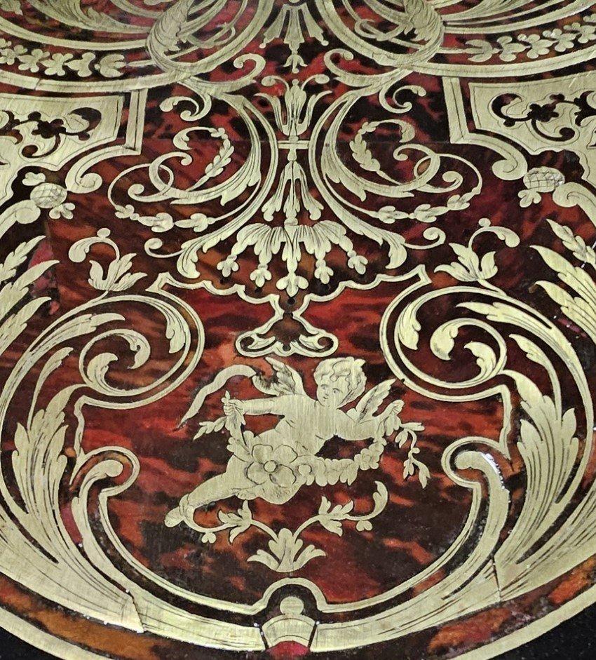  Napoleon III Französisch Tisch Boulle Intarsien Messing vergoldete Bronze 19. (Mittleres 19. Jahrhundert) im Angebot