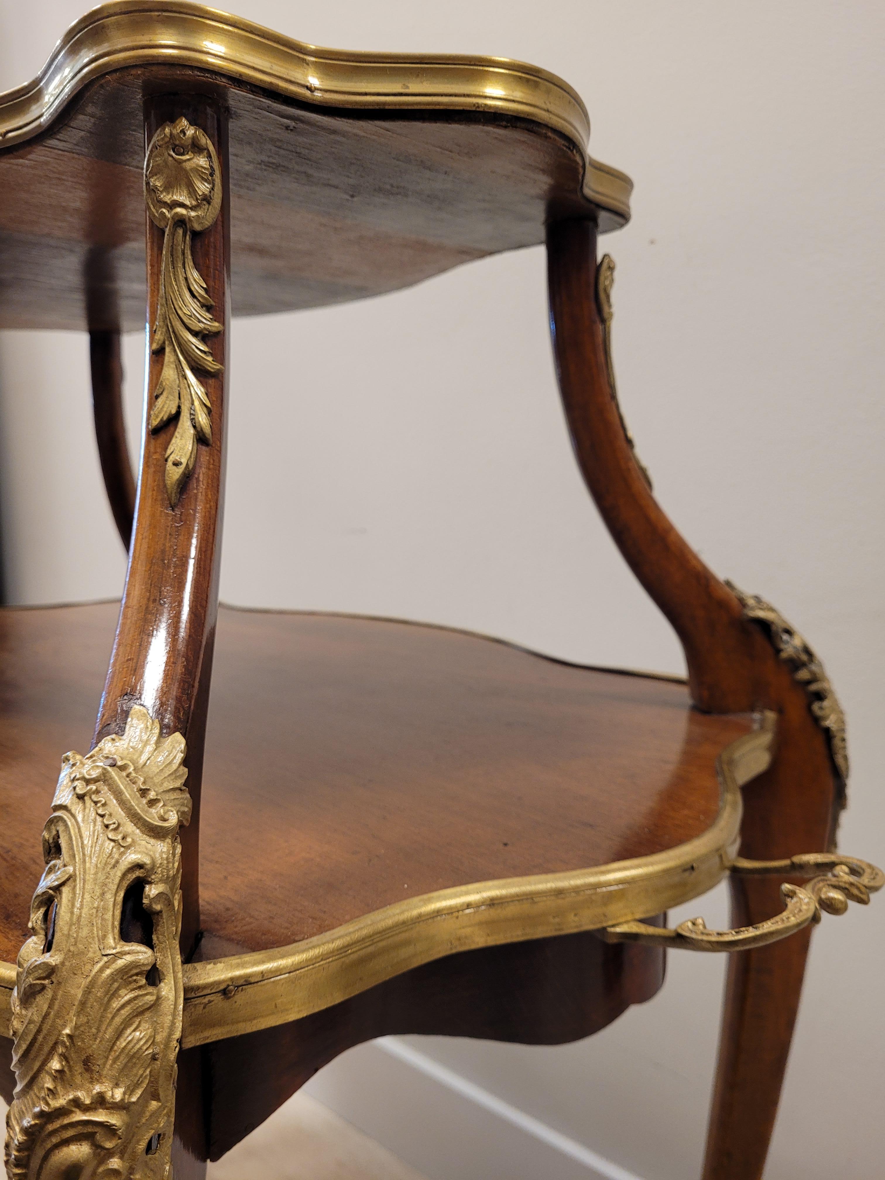 Napoleón iii French Tea-Table, Serving Table Wood, Bronze. Marble For Sale 9