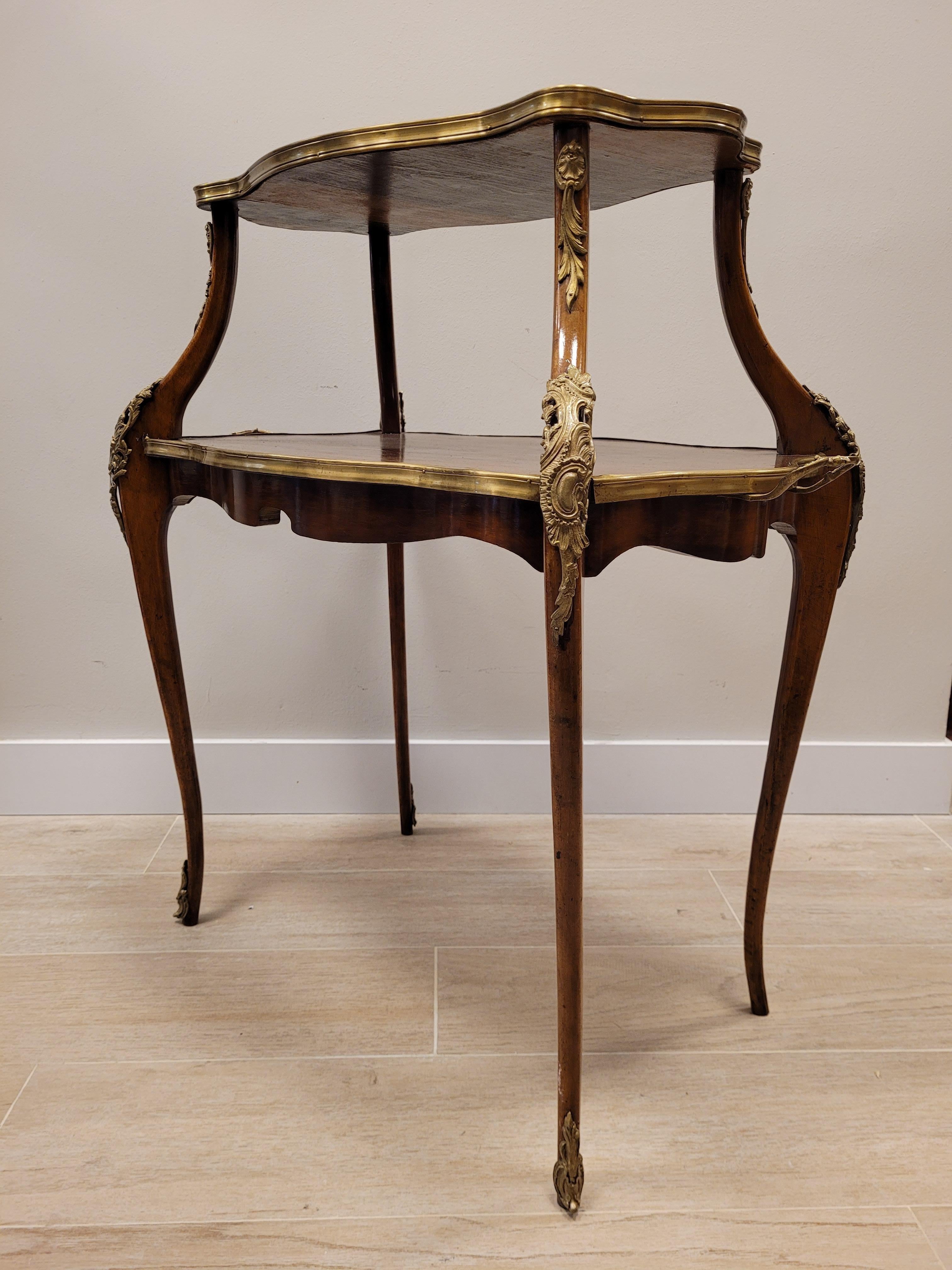 Napoleón iii French Tea-Table, Serving Table Wood, Bronze. Marble For Sale 10