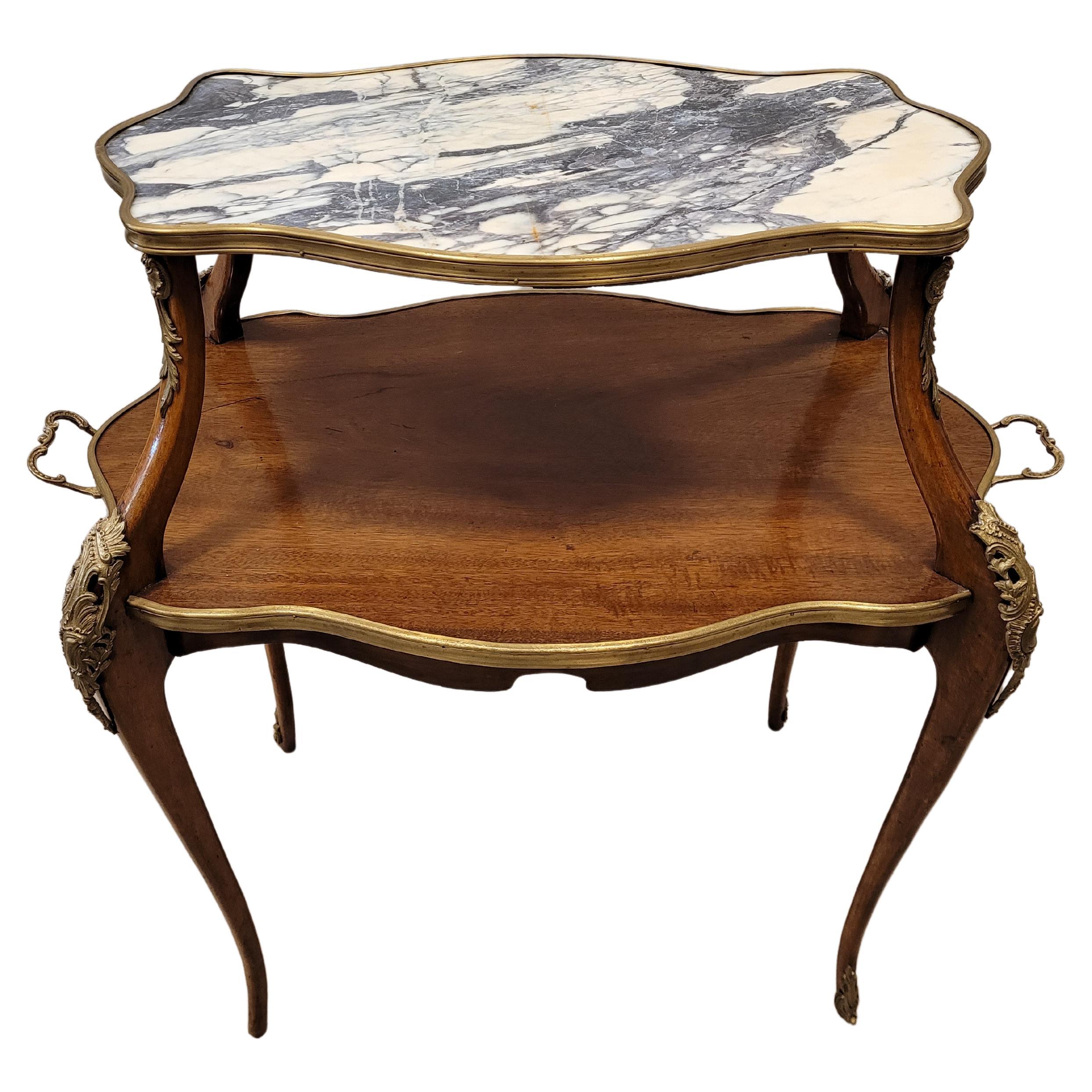 Napoleón iii French Tea-Table, Serving Table Wood, Bronze. Marble For Sale