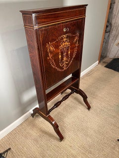 Napoleon III French Travel Fall Front Desk in Rosewood and Boxwood Veneer 1860s