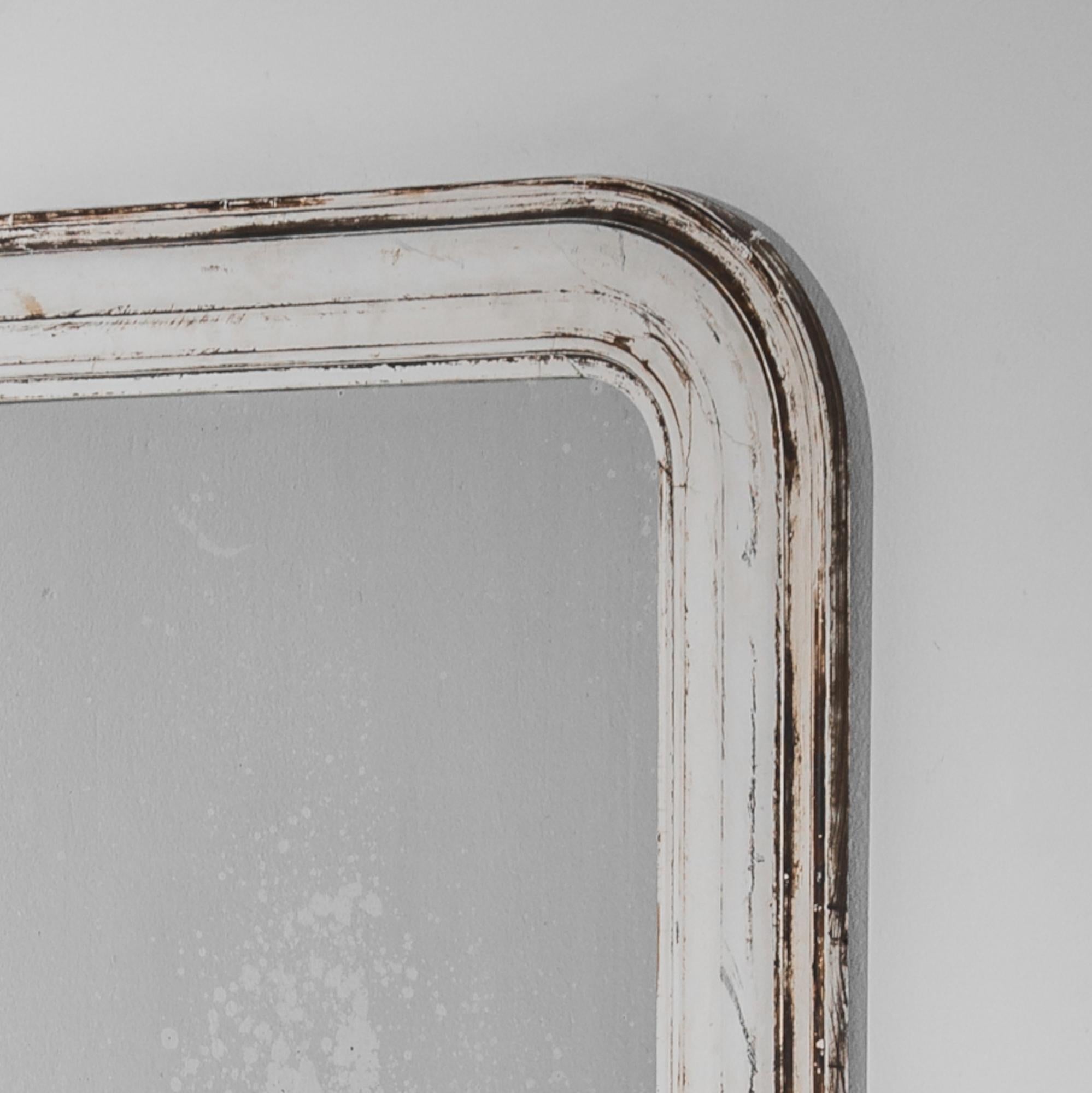 Napoleon III French White and Black Patinated Mirror In Good Condition In High Point, NC