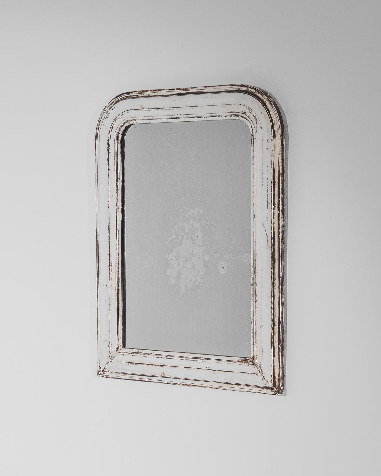 19th Century Napoleon III French White and Black Patinated Mirror