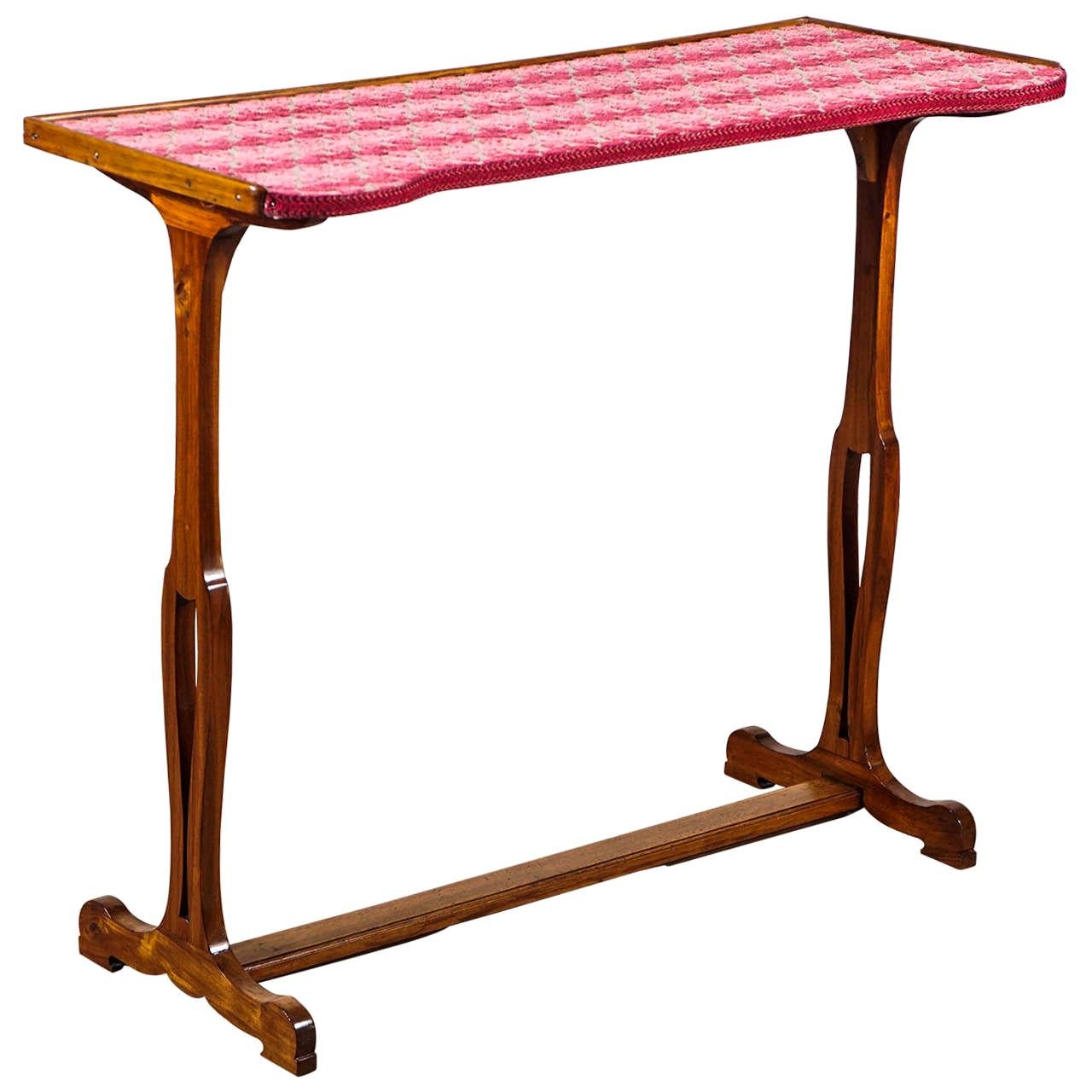 Napoleon III Fruitwood Sewing Table with Cut Velvet Top For Sale